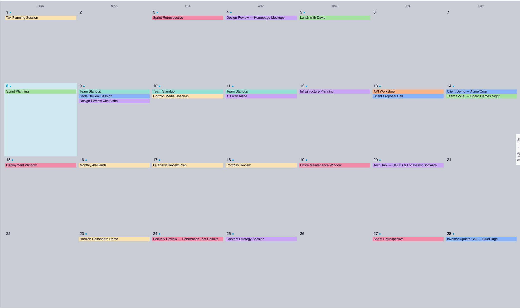 Calendar — Multiple Views