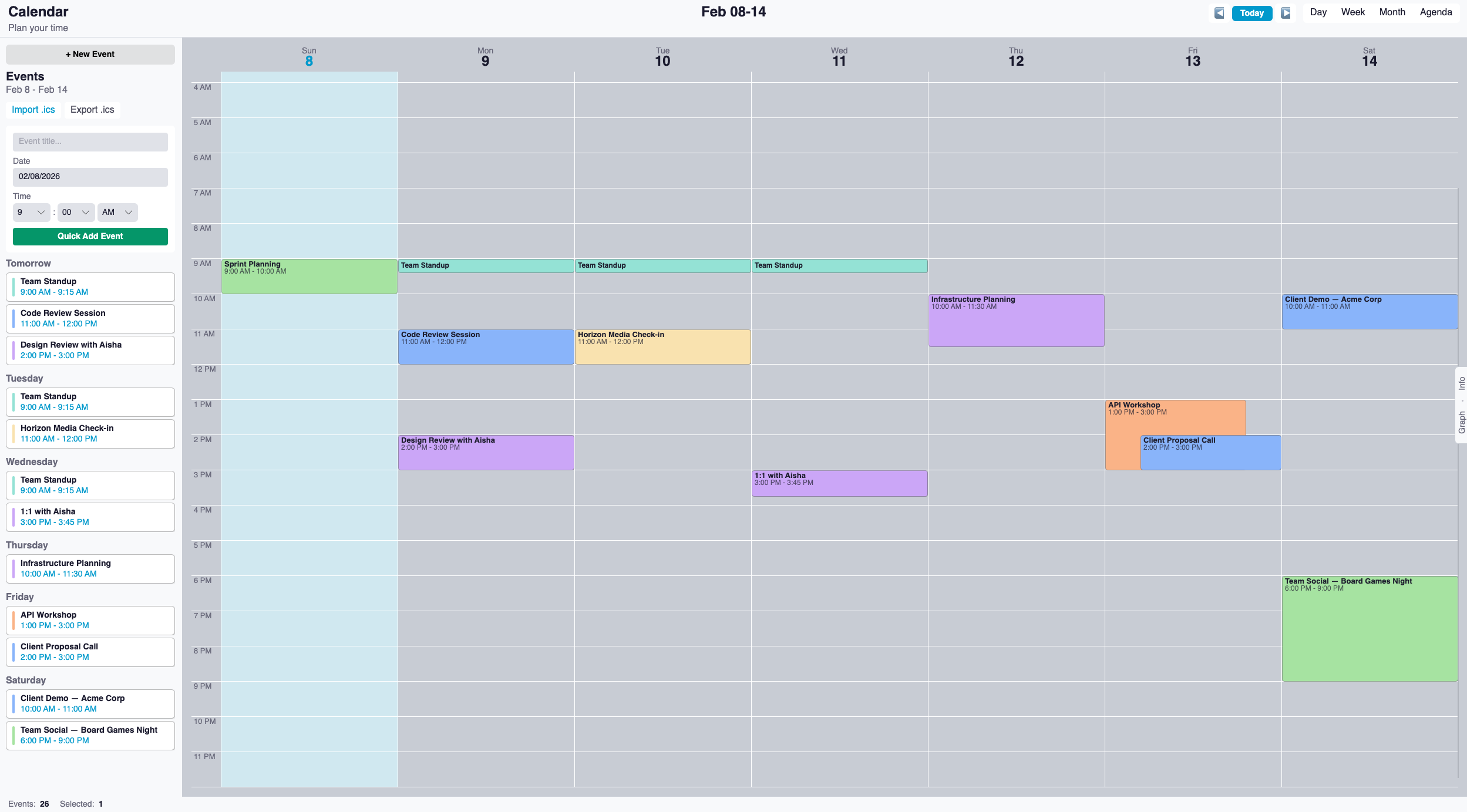Calendar in PrivStack