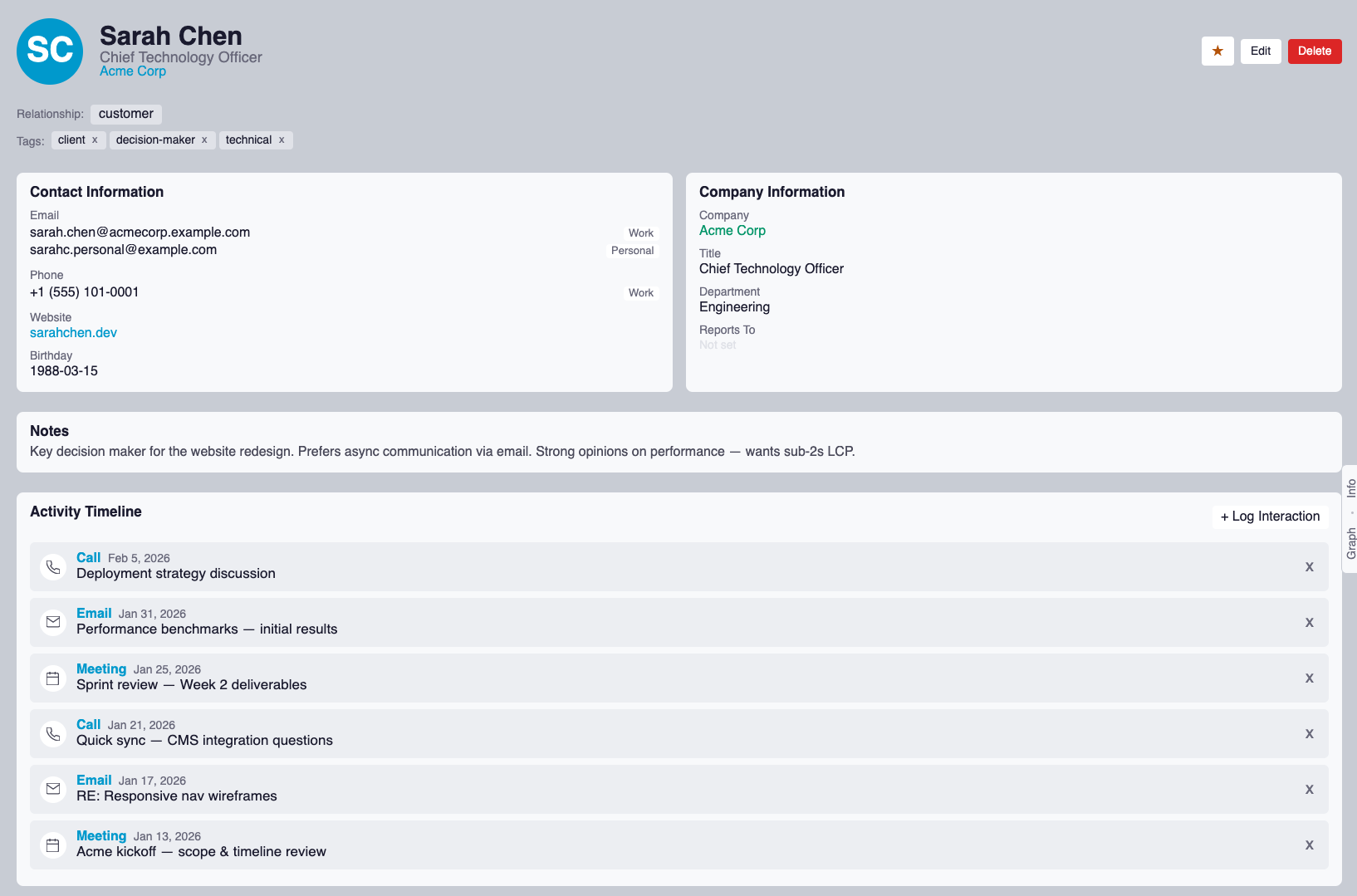 Contacts & CRM — Contact Profiles