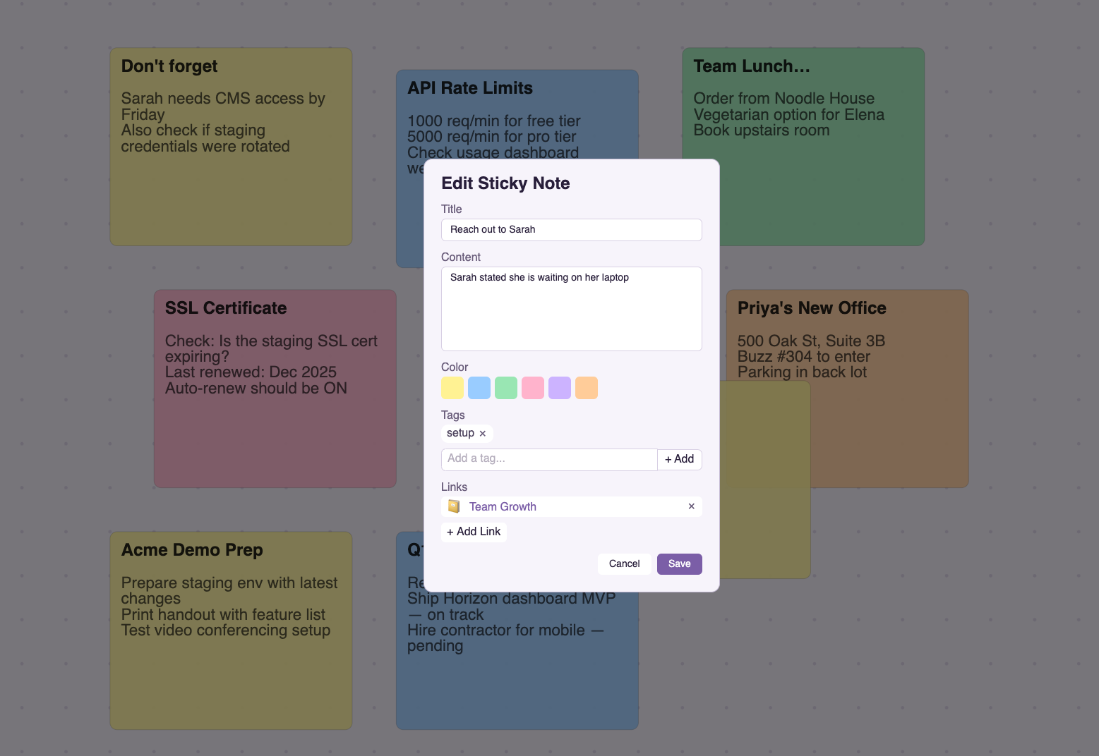 Notes — Sticky Board View
