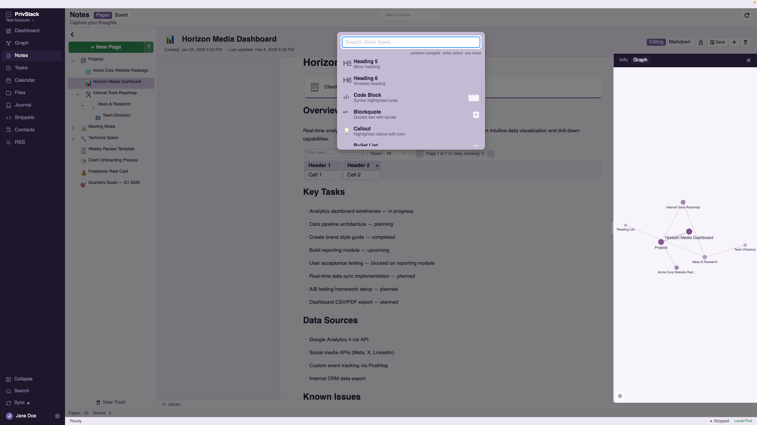 Notes — Block-Based Rich Editor