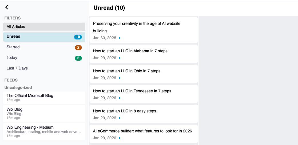 RSS Reader — Feed Management