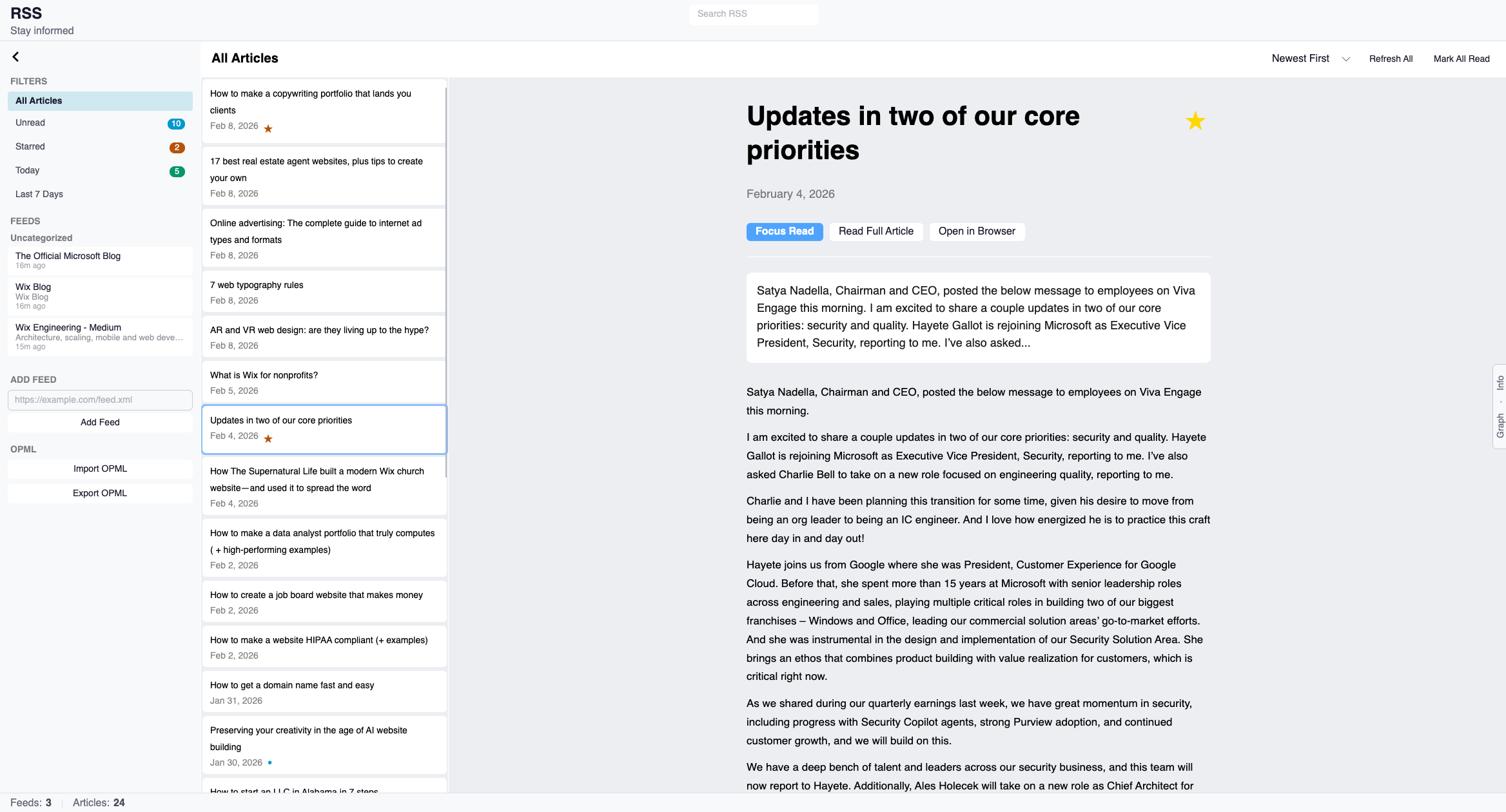 RSS Reader screenshot