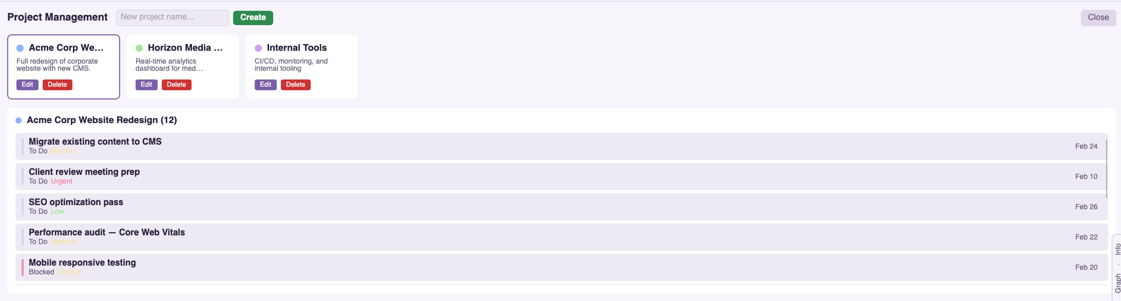 Tasks — Task Hierarchy & Relationships